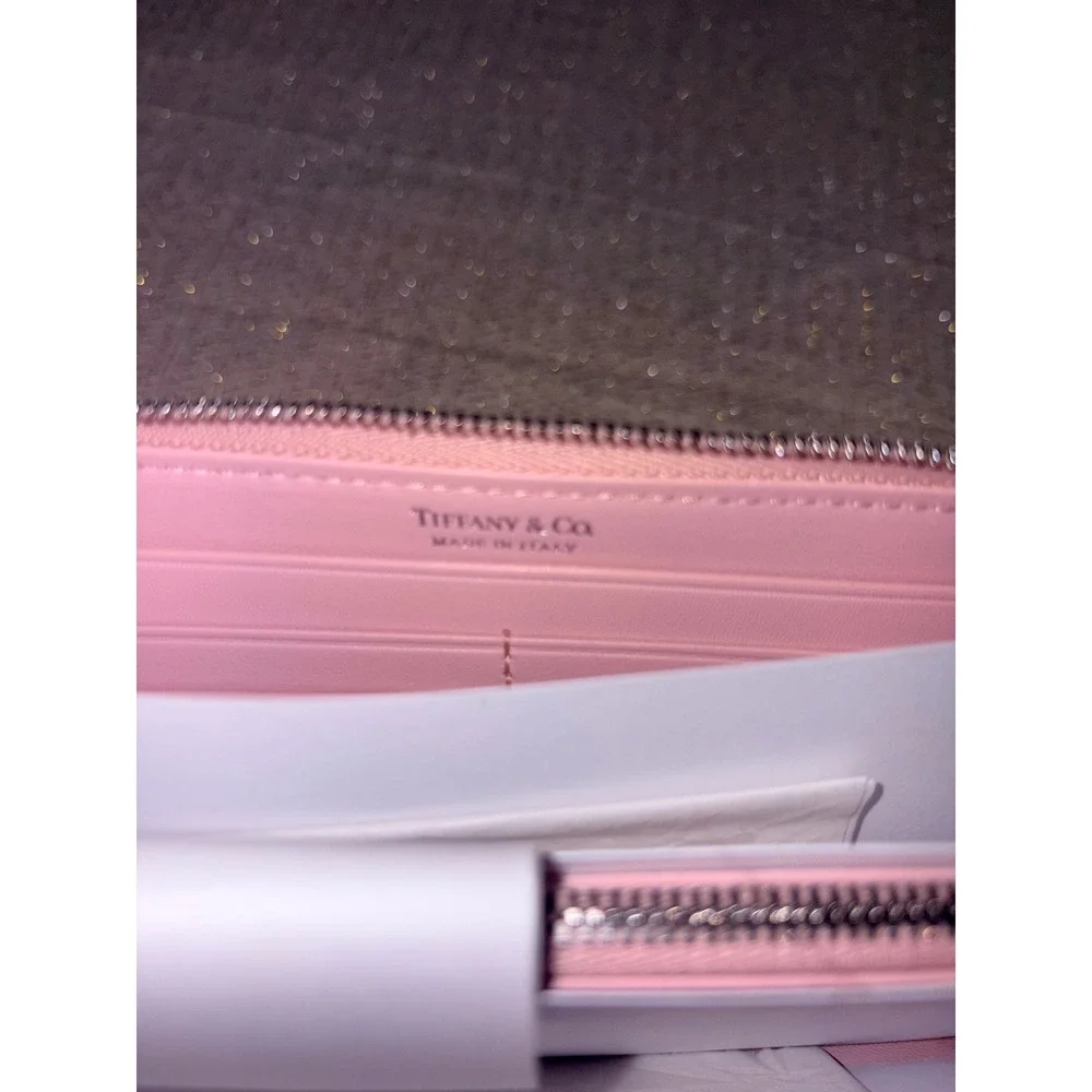 Tiffany & Co Zip Around Wallet OS Pink New Grained Leather Return to Tiffany